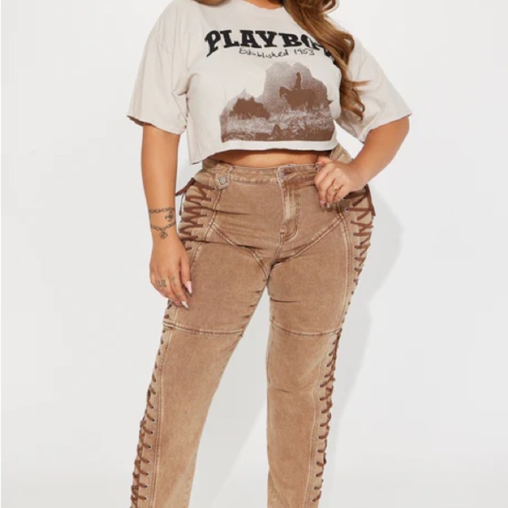 Fashion Nova Brown Straight Leg khaki Jeans
